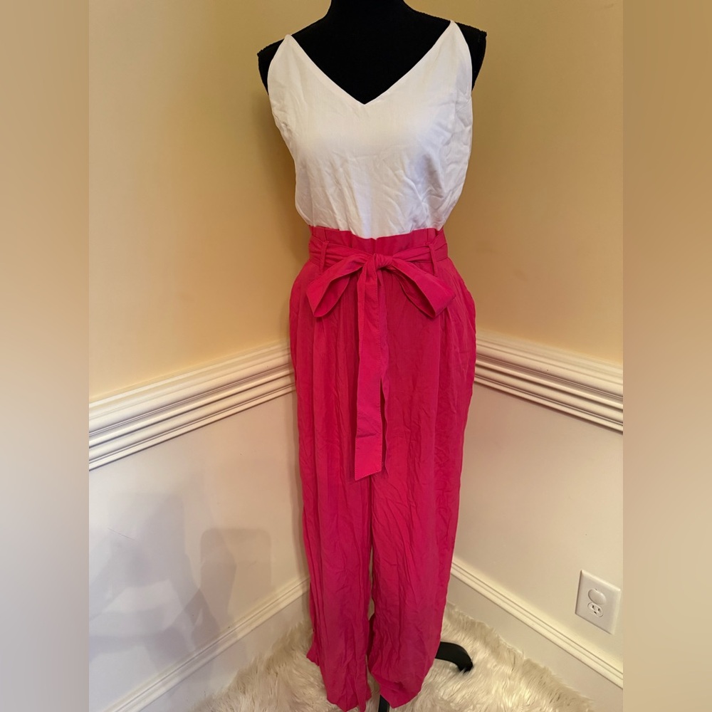 NWT Altar’d State Tori Jumpsuit in pink & white Sz large - Picture 2 of 12